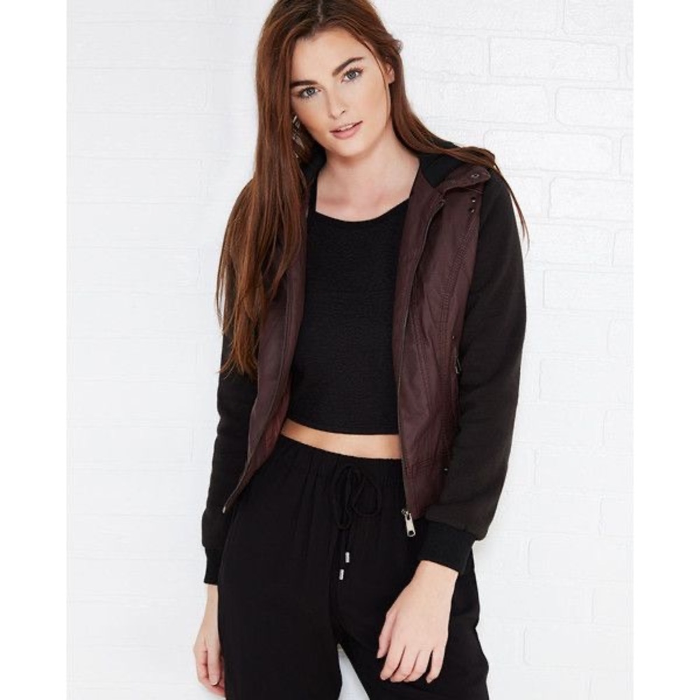 Faux Leather Bomber Jacket